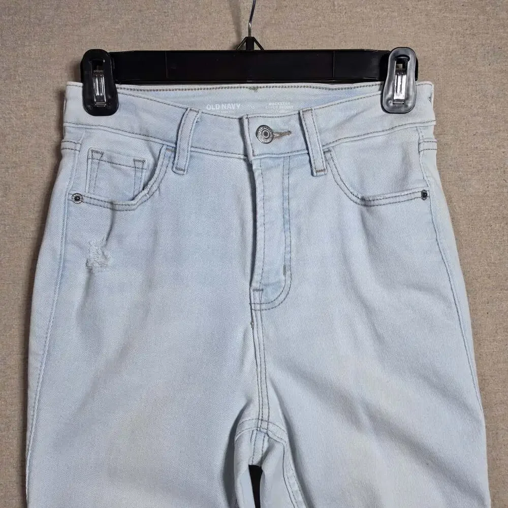Old Navy Women’s Size 0 Rockstar Super Skinny High Rise Jeans Smooth Pockets - Picture 6 of 10